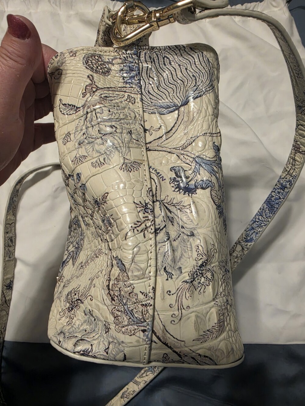 Brahmin Floral Melbourne Croc-embossed Satchel and Matching Wallet EUC - Picture 8 of 16